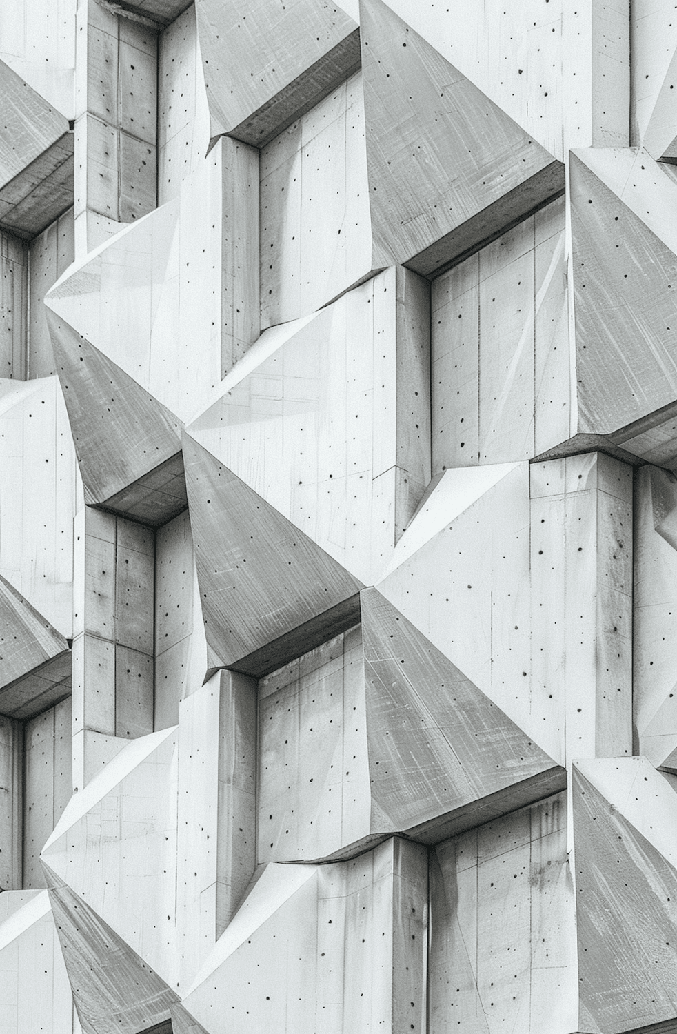 Geometric concrete facade casting angular shadows